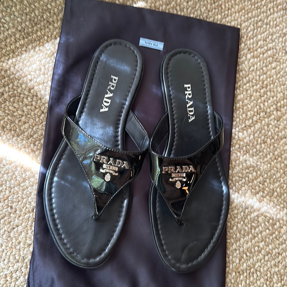 Prada logo sandal flip flop